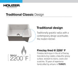Houzer Platus 18" Undermount Fireclay Kitchen Sink, Biscuit, PTU-2800 BQ