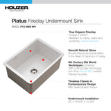 Houzer Platus 18" Undermount Fireclay Kitchen Sink, White, PTU-2800 WH