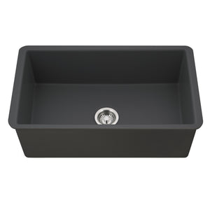 Alternate Image for Houzer Platus 18" Undermount Fireclay Kitchen Sink, Black, PTU-3600 BL
