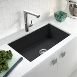 Houzer Platus 18" Undermount Fireclay Kitchen Sink, Black, PTU-3600 BL