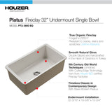 Houzer Platus 18" Undermount Fireclay Kitchen Sink, Biscuit, PTU-3600 BQ