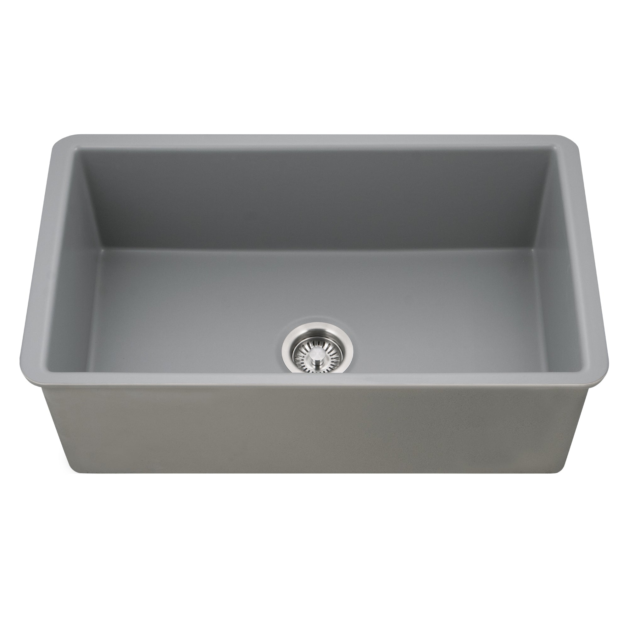 Houzer Platus 18" Undermount Fireclay Kitchen Sink, Gray, PTU-3600 GR