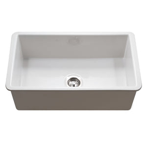 Alternate Image for Houzer Platus 18" Undermount Fireclay Kitchen Sink, White, PTU-3600 WH