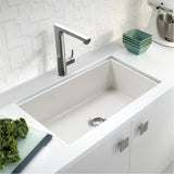 Houzer Platus 18" Undermount Fireclay Kitchen Sink, White, PTU-3600 WH