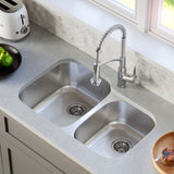 Karran Profile 32" Undermount Stainless Steel Kitchen Sink with Accessories, 60/40 Double Bowl, 18 Gauge, PU23R-PK1