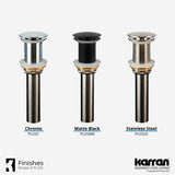 Karran Lead-free Brass Pop-Up Vanity Bowl Drain, Chrome, PU25C