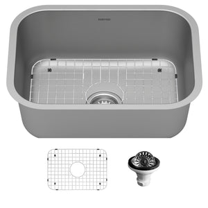 Alternate Image for Karran Profile 23" Undermount Stainless Steel Kitchen Sink with Accessories, 18 Gauge, PU27-PK1