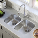 Karran Profile 32" Undermount Stainless Steel Kitchen Sink with Accessories, 40/60 Double Bowl, 16 Gauge, PU53L-PK1
