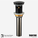 Karran Lead-free Brass Pop-Up Vanity Bowl Drain, Matte Black, PUOF25MB
