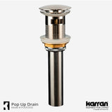 Karran Lead-free Brass Pop-Up Vanity Bowl Drain, Stainless Steel, PUOF25SS