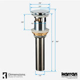 Karran Lead-free Brass Pop-Up Vanity Bowl Drain, Stainless Steel, PUOF25SS