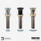 Karran Lead-free Brass Pop-Up Vanity Bowl Drain, Matte Black, PUOF25MB