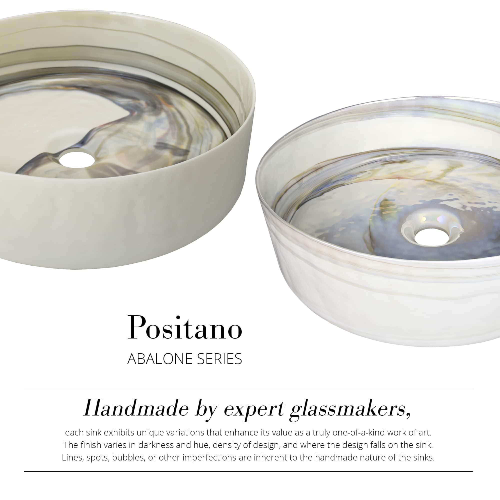 Native Trails Murano 16" Round Glass Bathroom Sink, Abalone, MG1616-AE