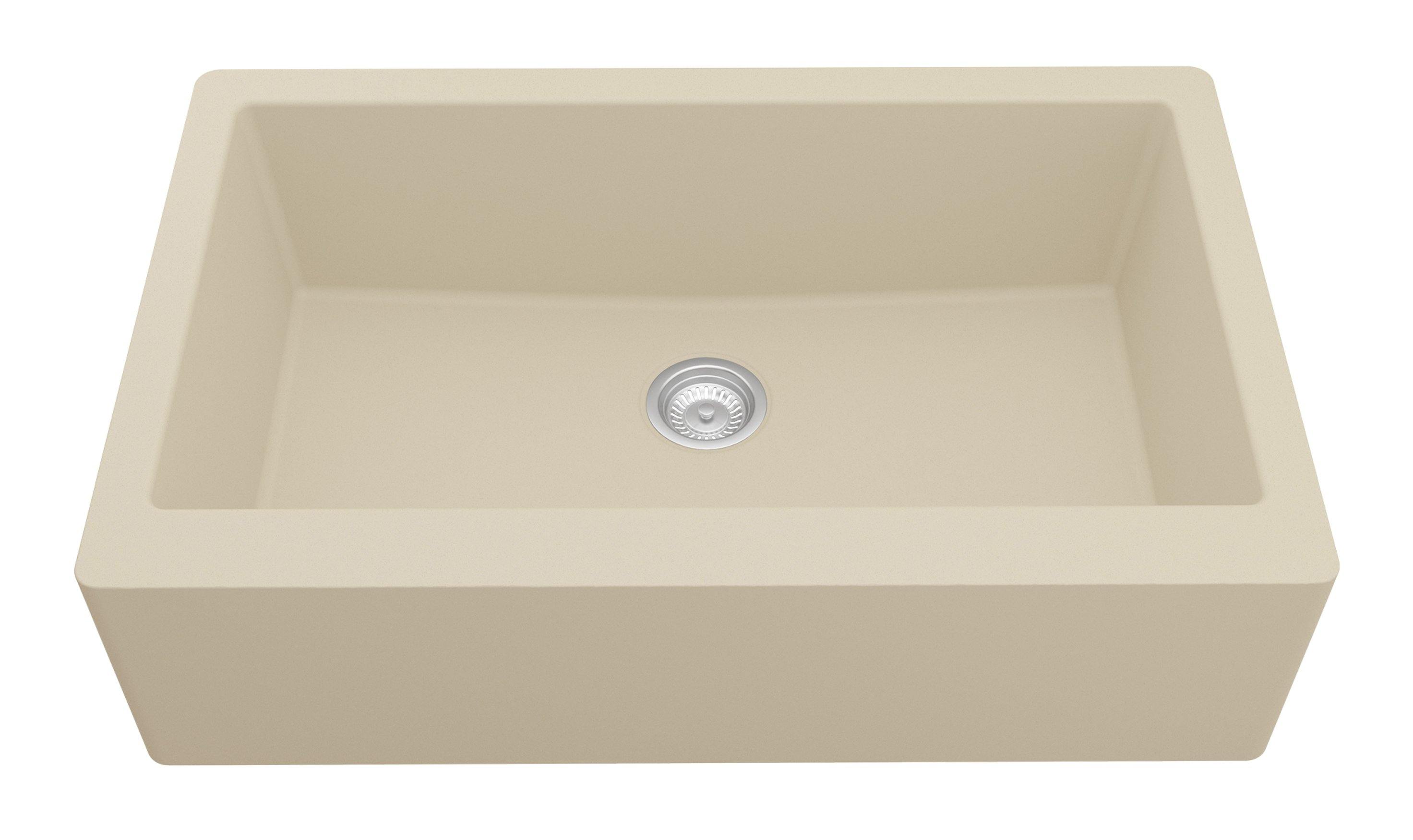 Karran 34" Quartz Composite Farmhouse Sink, Bisque, QA-740-BI