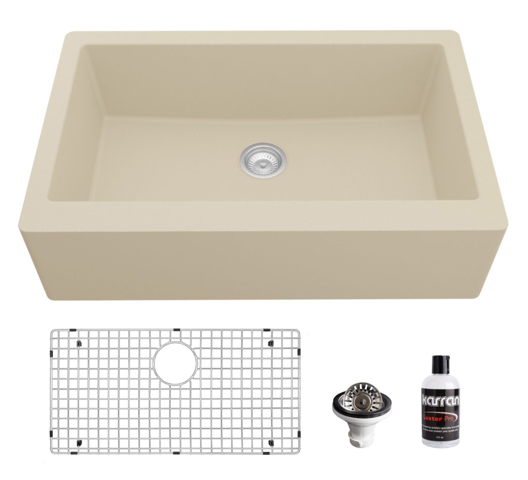 Karran 34" Quartz Composite Farmhouse Sink, Bisque, QA-740-BI-PK1