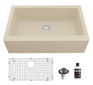 Alternate Image for Karran 34" Quartz Composite Farmhouse Sink, Bisque, QA-740-BI-PK1