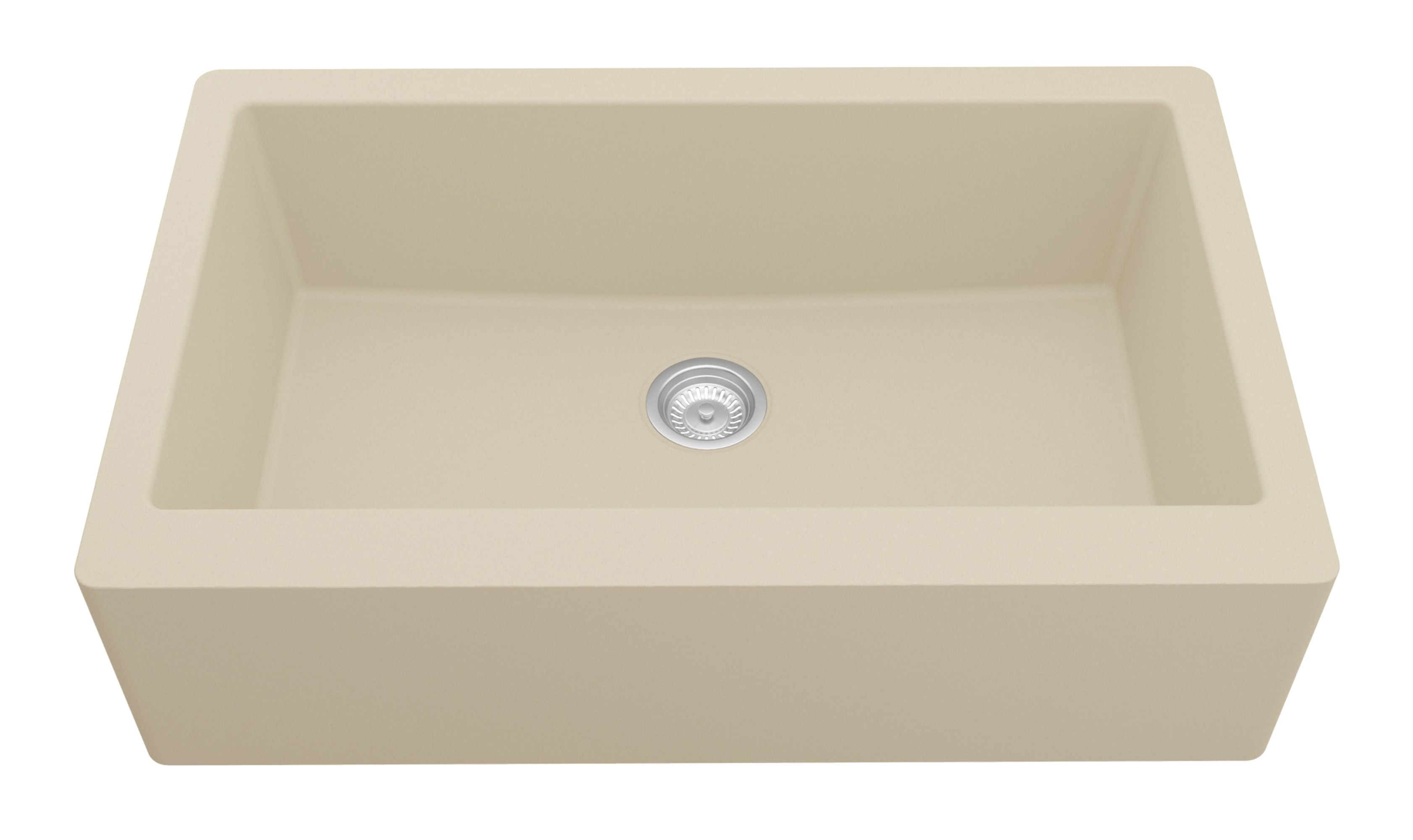 Karran 34" Quartz Composite Farmhouse Sink, Bisque, QA-740-BI-PK1