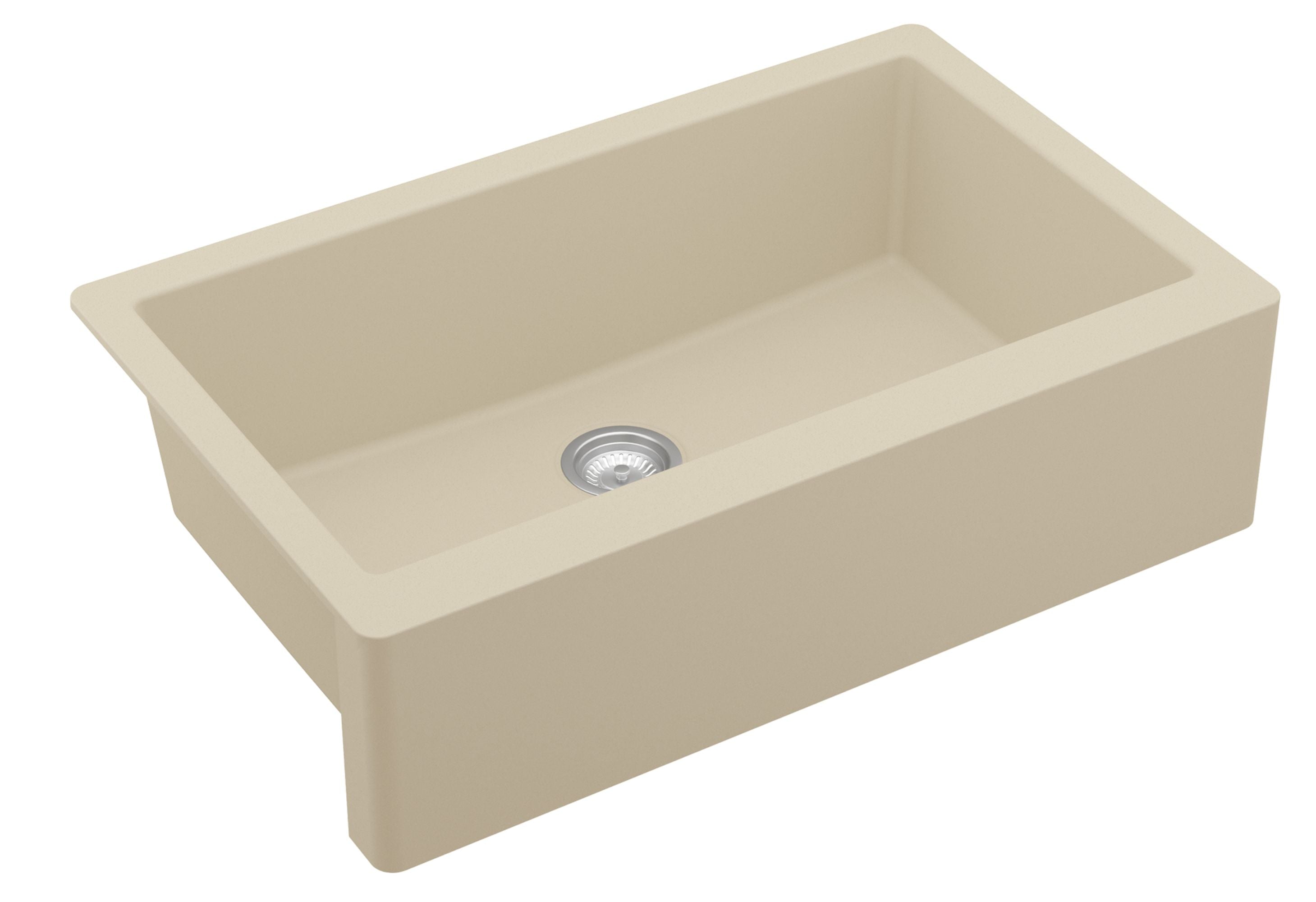 Karran 34" Quartz Composite Farmhouse Sink, Bisque, QA-740-BI-PK1