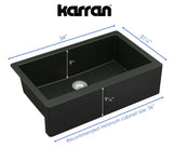 Karran 34" Quartz Composite Farmhouse Sink, Black, QA-740-BL-PK1