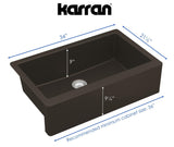 Karran 34" Quartz Composite Farmhouse Sink, Brown, QA-740-BR
