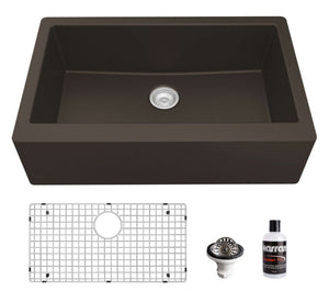 Alternate Image for Karran 34" Quartz Composite Farmhouse Sink, Brown, QA-740-BR-PK1