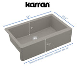 Karran 34" Quartz Composite Farmhouse Sink, Concrete, QA-740-CN