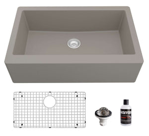 Alternate Image for Karran 34" Quartz Composite Farmhouse Sink, Concrete, QA-740-CN-PK1