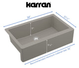 Karran 34" Quartz Composite Farmhouse Sink, Concrete, QA-740-CN-PK1