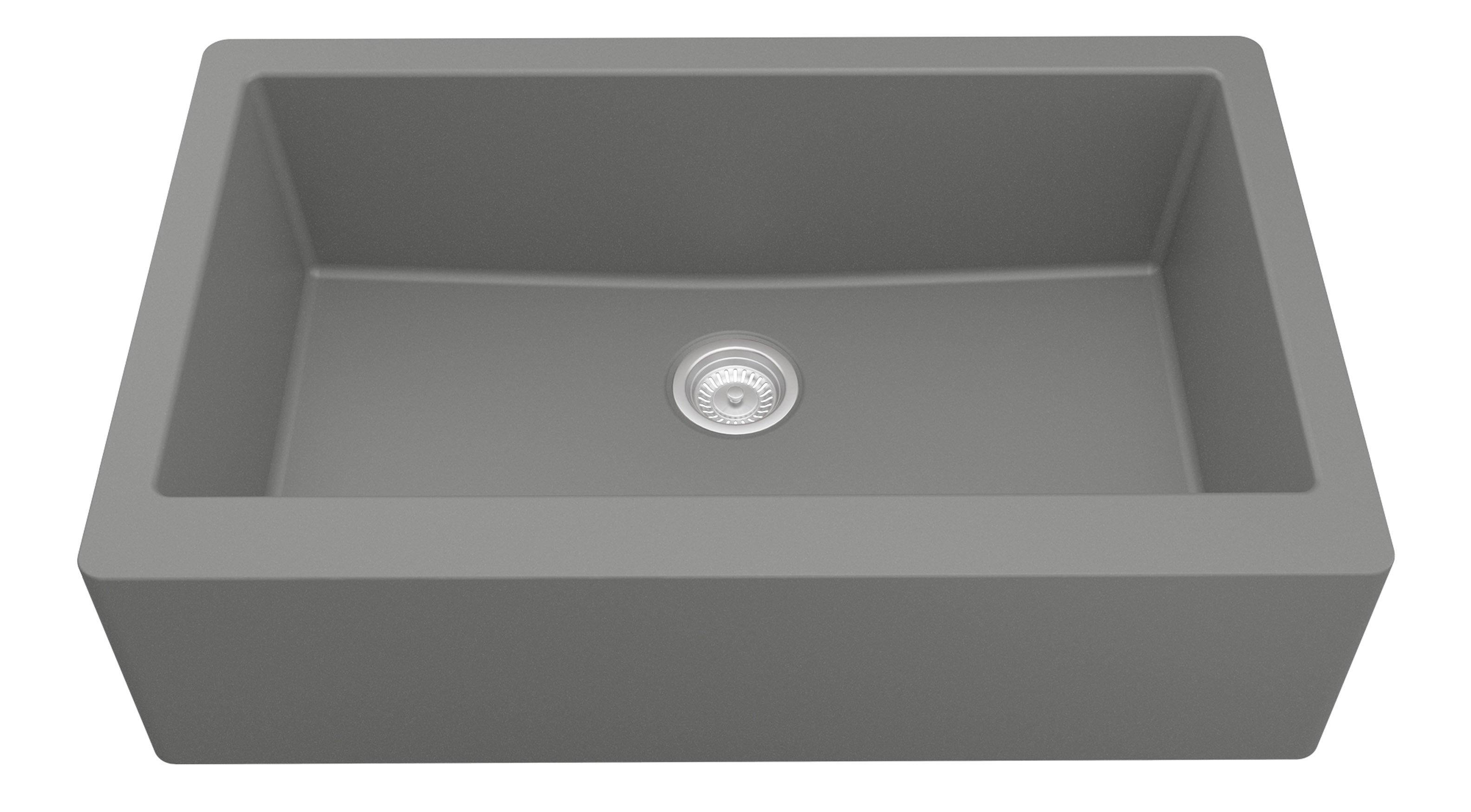 Karran 34" Quartz Composite Farmhouse Sink, Grey, QA-740-GR