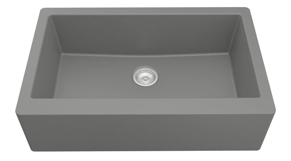 Karran 34" Quartz Composite Farmhouse Sink, Grey, QA-740-GR