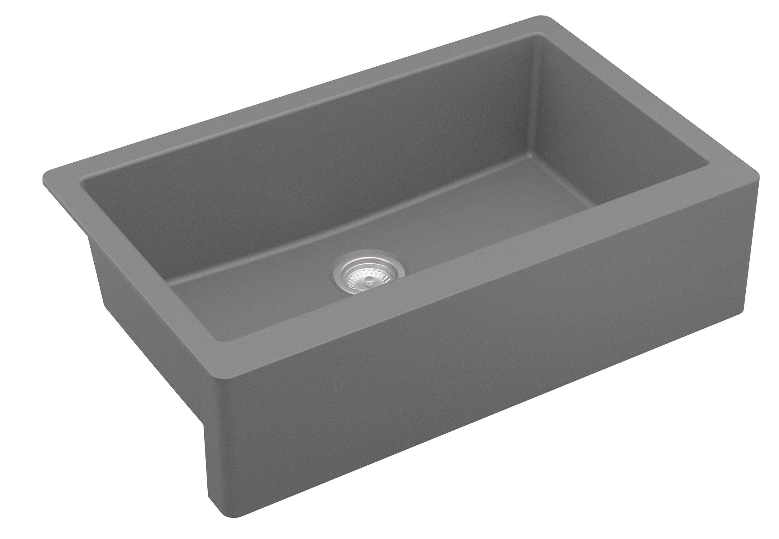 Karran 34" Quartz Composite Farmhouse Sink, Grey, QA-740-GR
