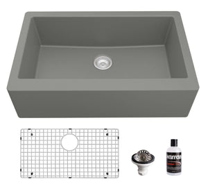 Alternate Image for Karran 34" Quartz Composite Farmhouse Sink, Grey, QA-740-GR-PK1