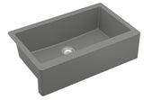 Karran 34" Quartz Composite Farmhouse Sink, Grey, QA-740-GR-PK1