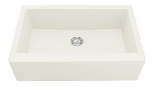 Karran 34" Quartz Composite Farmhouse Sink, White, QA-740-WH