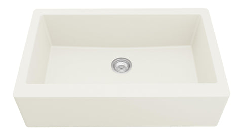 Karran 34" Quartz Composite Farmhouse Sink, White, QA-740-WH