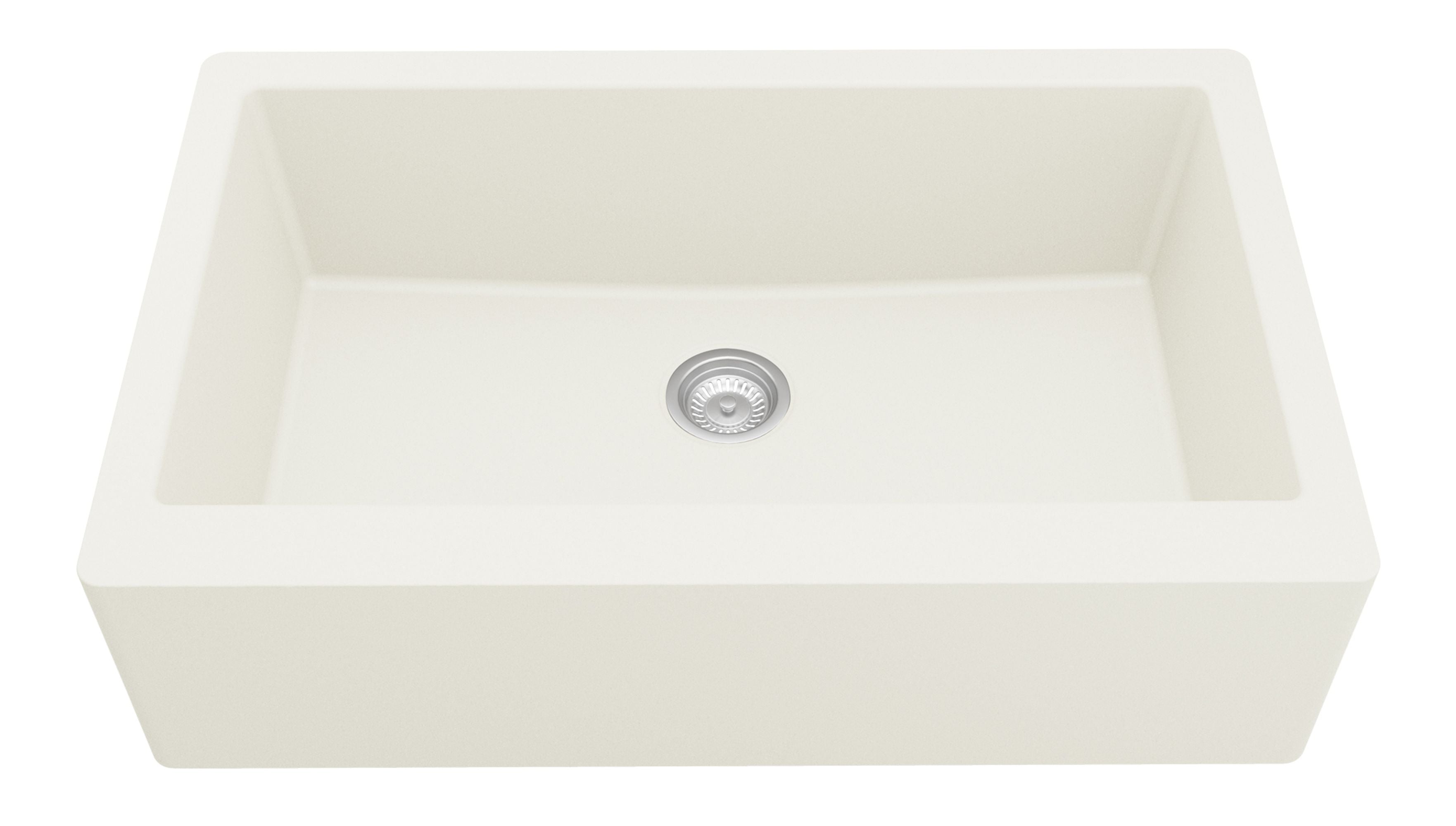 Karran 34" Quartz Composite Farmhouse Sink, White, QA-740-WH-PK1