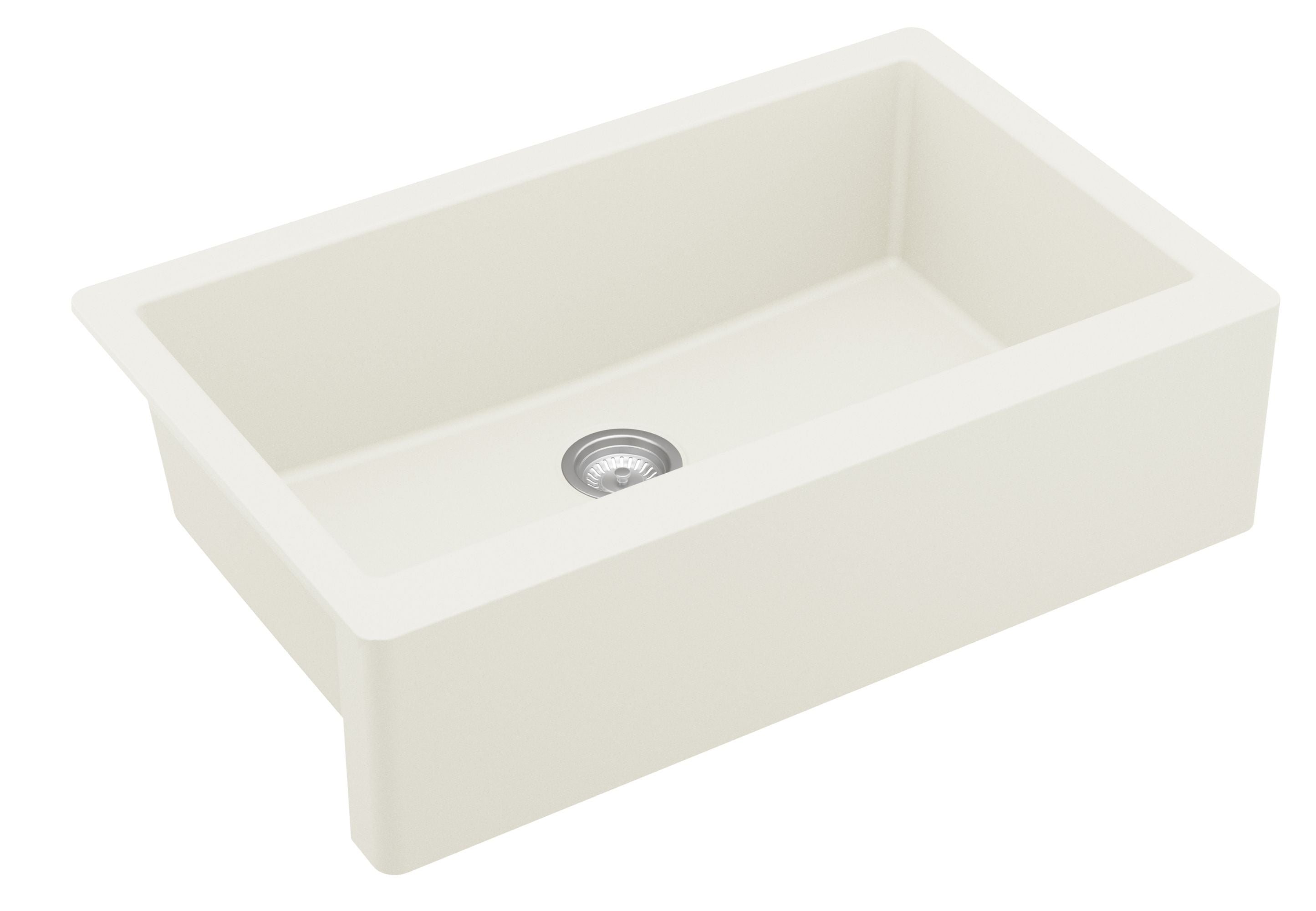 Karran 34" Quartz Composite Farmhouse Sink, White, QA-740-WH-PK1
