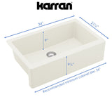Karran 34" Quartz Composite Farmhouse Sink, White, QA-740-WH-PK1