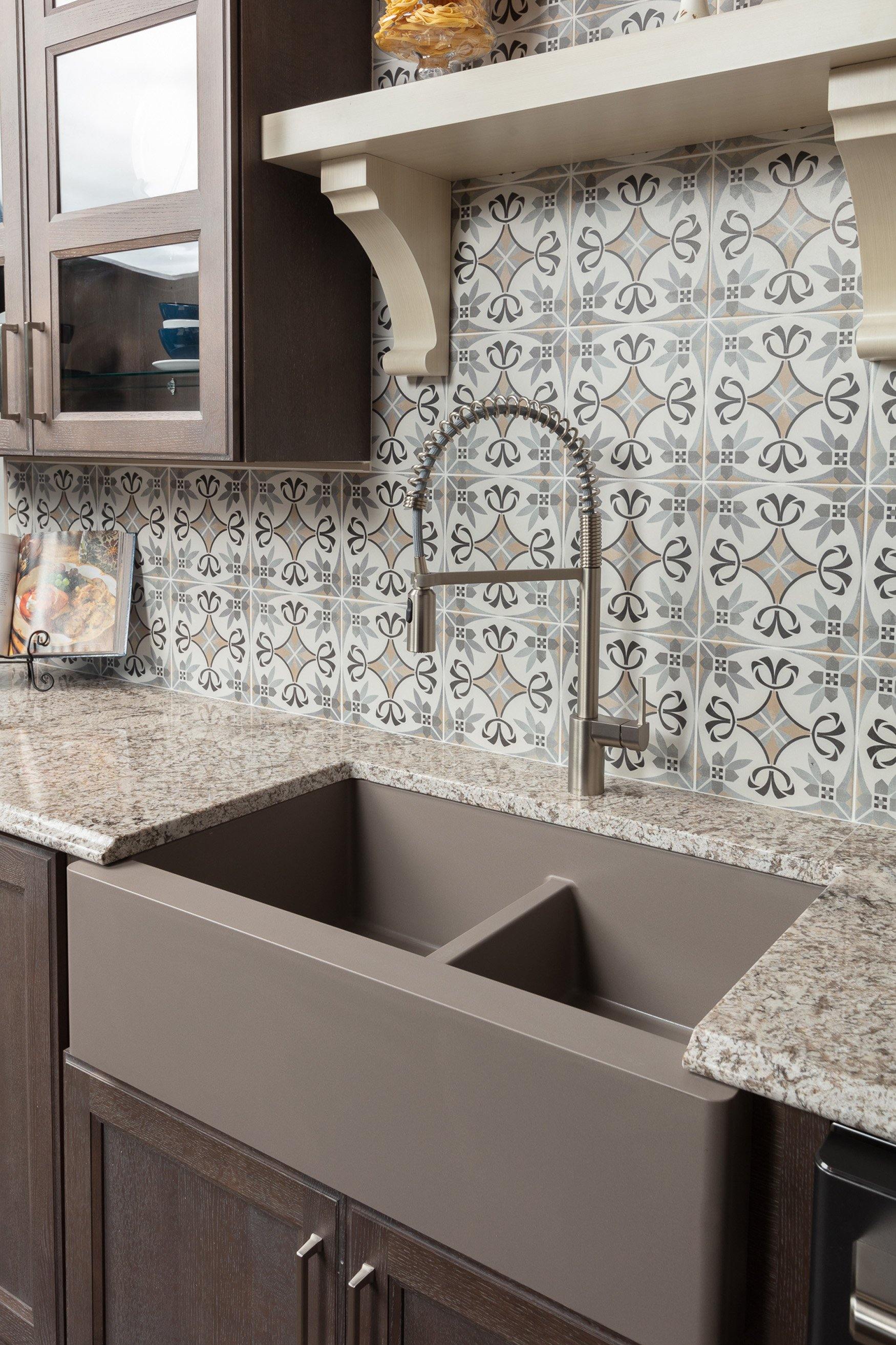 Karran 34" Quartz Composite Farmhouse Sink, 50/50 Double Bowl, Concrete, QA-750-CN