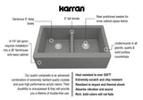 Karran 34" Quartz Composite Farmhouse Sink, 50/50 Double Bowl, Grey, QA-750-GR - The Sink Boutique