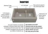 Karran 34" Quartz Composite Farmhouse Sink, 60/40 Double Bowl, Concrete, QA-760-CN-PK1
