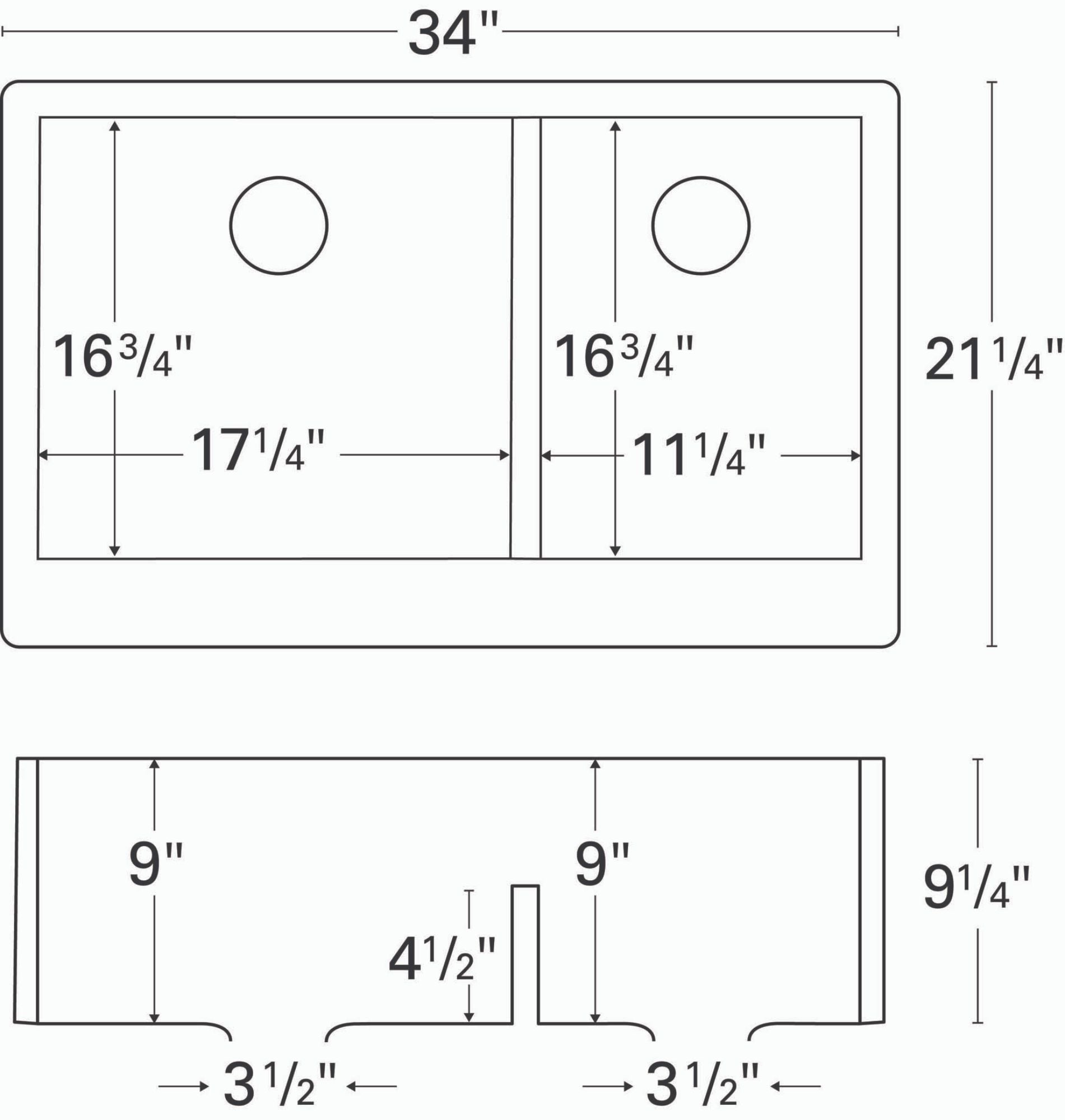 Karran 34" Quartz Composite Farmhouse Sink, 60/40 Double Bowl, Brown, QA-760-BR-PK1