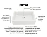 Karran 34" Quartz Composite Farmhouse Sink with Stainless Steel Faucet and Accessories, White, QA740WH210SS