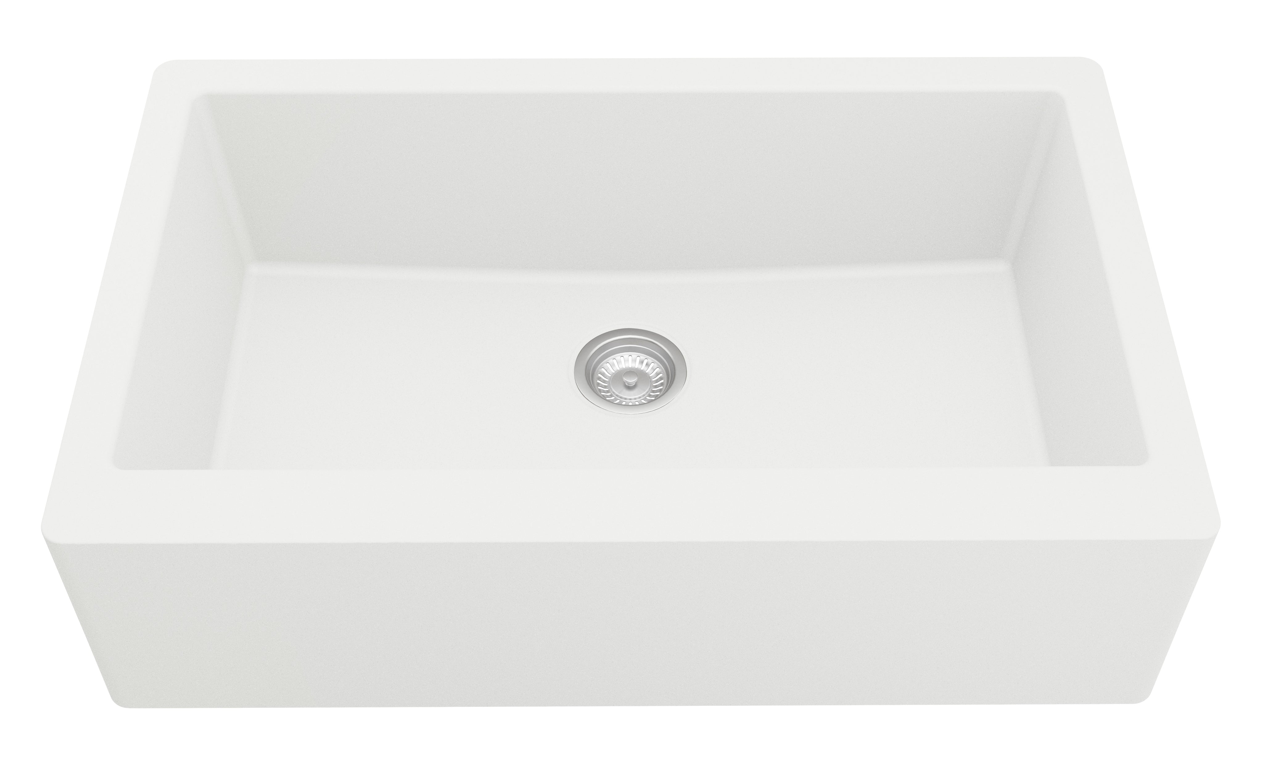 Karran 34" Quartz Composite Farmhouse Sink with Stainless Steel Faucet and Accessories, White, QA740WH220SS
