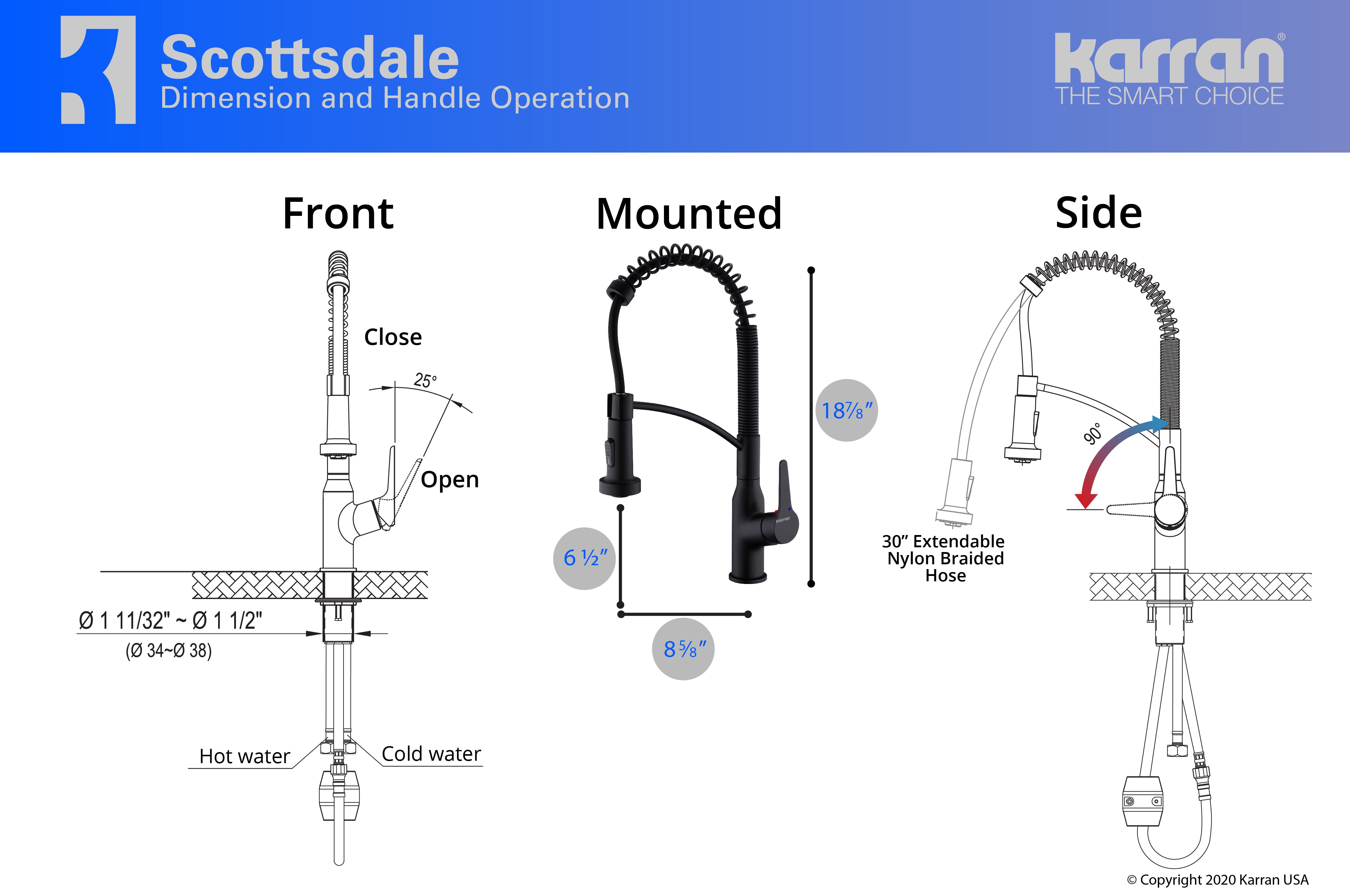 Karran 34" Quartz Composite Farmhouse Sink with Matte Black Faucet and Accessories, 50/50 Double Bowl, White, QA750WH210MB