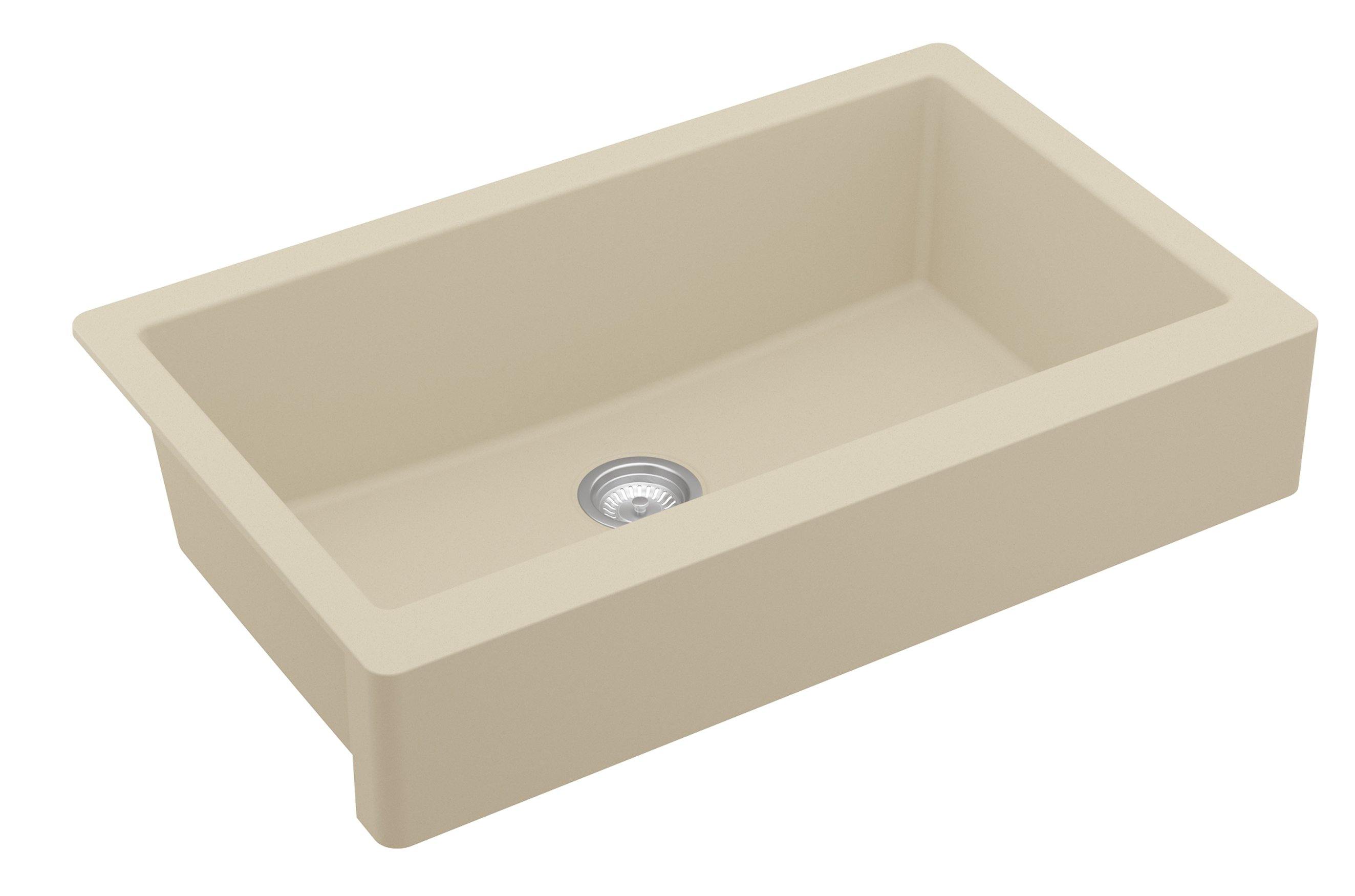 Karran 34" Quartz Composite Retrofit Farmhouse Sink, Bisque, QAR-740-BI