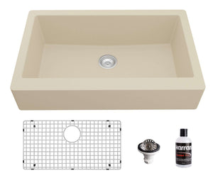 Alternate Image for Karran 34" Quartz Composite Retrofit Farmhouse Sink, Bisque, QAR-740-BI-PK1