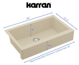 Karran 34" Quartz Composite Retrofit Farmhouse Sink, Bisque, QAR-740-BI-PK1 - The Sink Boutique