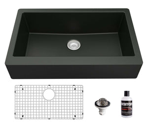 Alternate Image for Karran 34" Quartz Composite Retrofit Farmhouse Sink, Black, QAR-740-BL-PK1