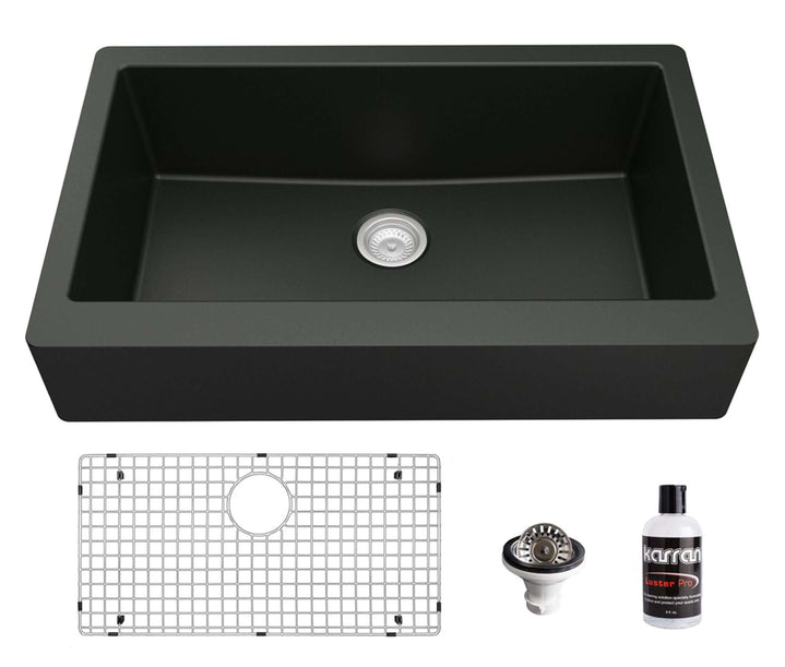 Alternate Image for Karran 34' Quartz Composite Retrofit Farmhouse Sink, Black, QAR-740-BL-PK1